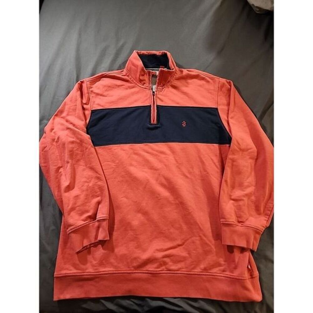 Izod Pullover Mens XL Pink &‎ Blue Sweatshirt 1/4 Zip Heavy Cotton